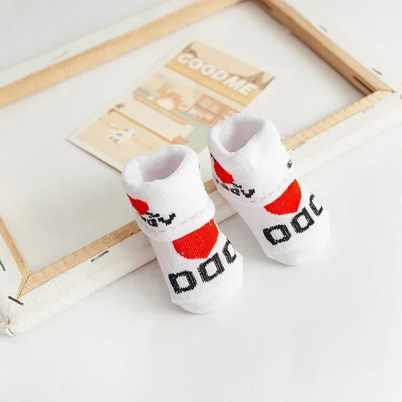 Baby Socks Cotton Infant Boy Girl Slip-resistant Floor Socks Love Mama Papa Letter Socks Anti-slip Sokken Skarpetki Calcetines