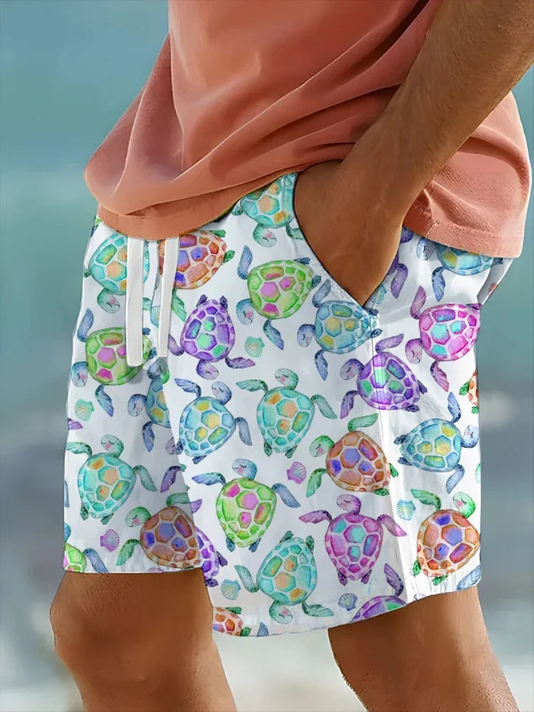 Men's Hot Beach Pants Men's shorts 3D Print Summer Men's Outdoor Daily Sports Shorts Large Size Loose Holiday Beach Trunks