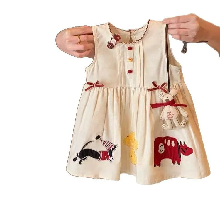 Girls' Vacation Dress 2025 New Summer Style Fashionable Dress for Children and Baby Girls, Cute Vest Dress