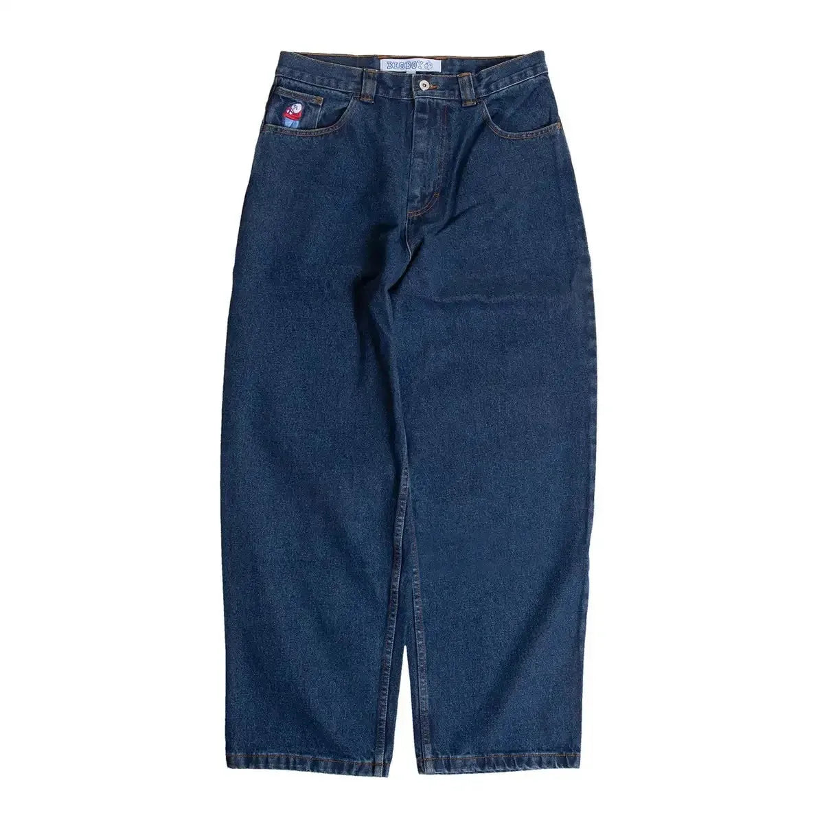 Hip Hop Retro Blue Cartoon Embroidery Jeans for men Gothic Baggy Streetwear Polar Big Boy Jeans Mens Fashion Wide Leg Trouser