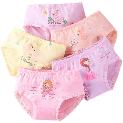 Girls Briefs Fine Cotton Underwear Cute Prints Panties Kids Breathable Soft Healthy Underpants Girls Boxer 4pcs/Lot Size 3-10T