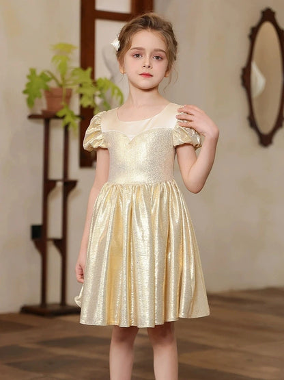 Teen Girls Champagne Golden Evening Party Dress Princess Kids Wedding Dress Little Fairy Children Formal Gown Photograph Wear