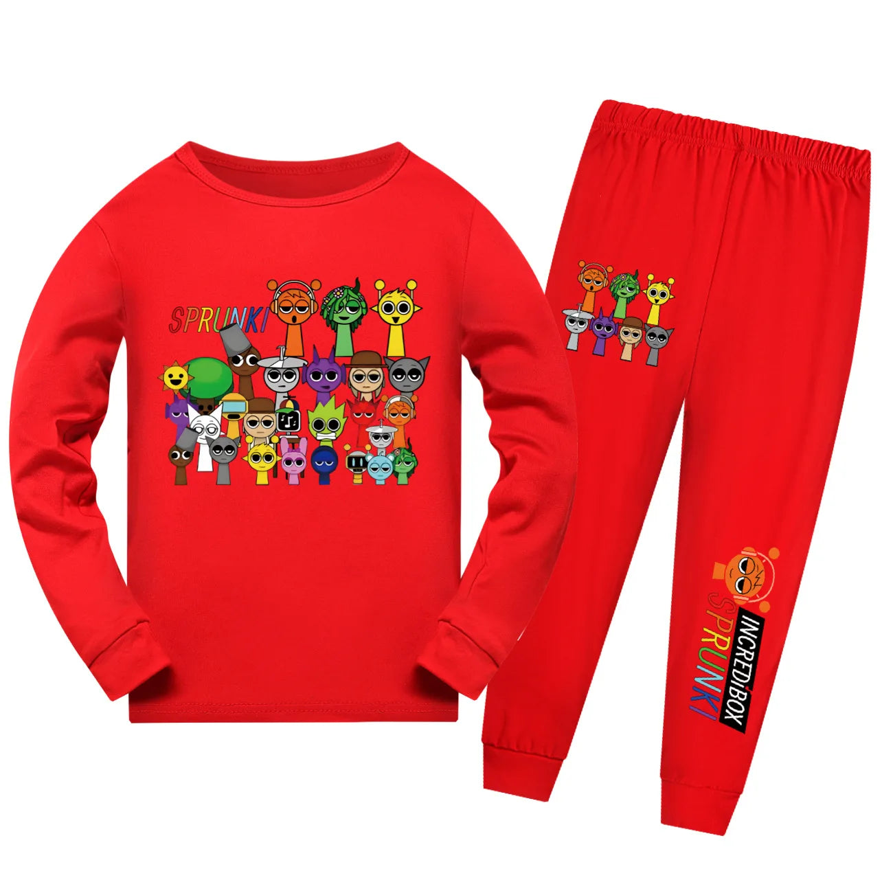 Sprunki Cartoon Pajama Sets Autumn Children Game Incredibox Pyjamas Girls Boy Cotton Sleepwear Baby Underwear Set Kids Clothes