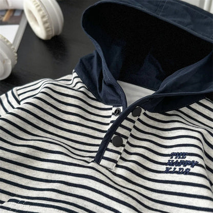 Boys Girls Striped Hoodies Children's Autumn Hoodded Sweatshirt Teenager Fall Fashion Pullover New Kids Spring Casual Clothing