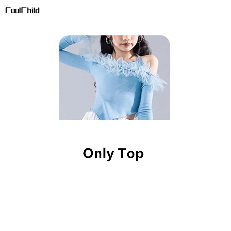 Girls K-pop Elegant Crop Top Cargo Pants Children Hip Hop Jazz Dance Shorts Kids Sweet Streetwear Costume Princess Clothes Sets