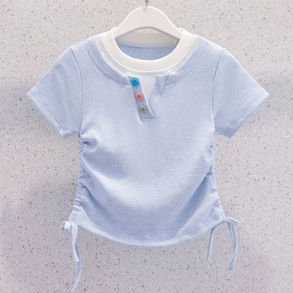 Summer Teenage Girls Clothes Set Children O-Neck Tshirt and Mid Skirt Suit Student School Short Sleeve Top Bottom Outfits