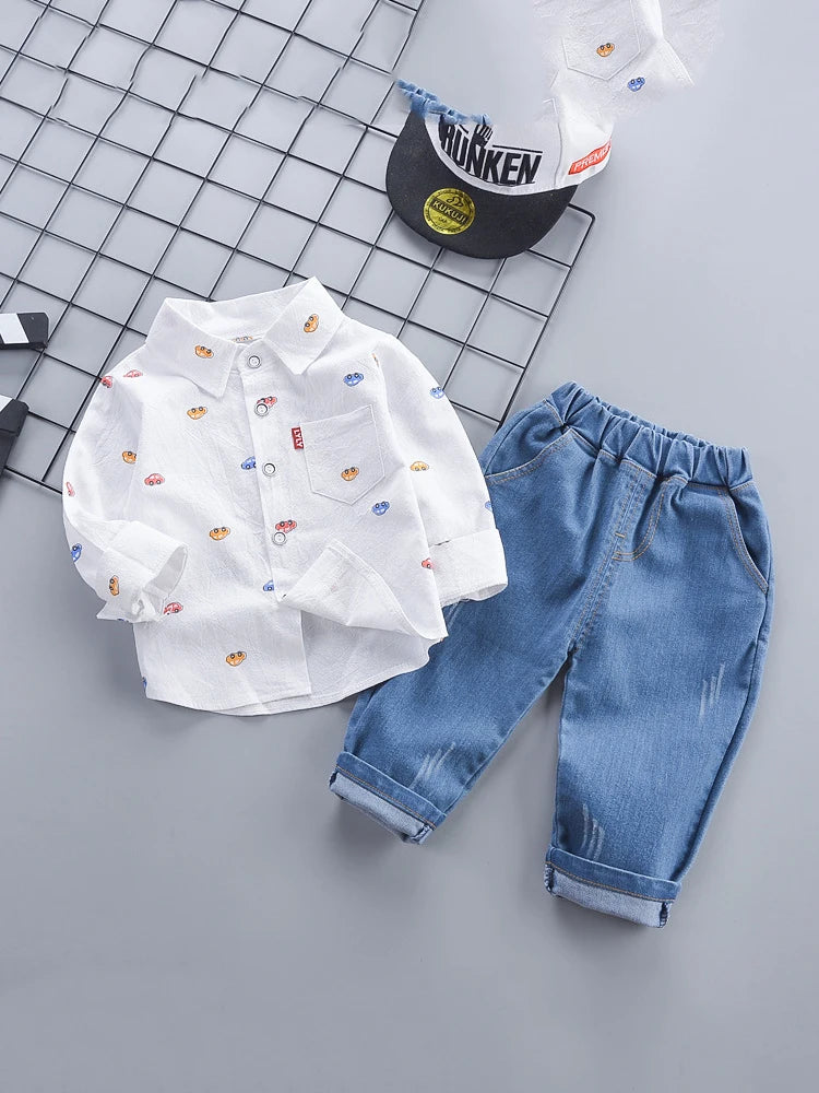 New  Baby Boys Clothes Suit Spring Autumn Infant Outfits Children Shirt Jeans 2Pcs/Sets Toddler Casual Costume Kids Tracksuits