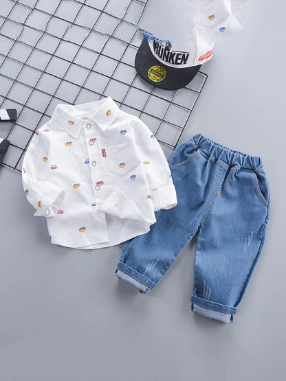 New  Baby Boys Clothes Suit Spring Autumn Infant Outfits Children Shirt Jeans 2Pcs/Sets Toddler Casual Costume Kids Tracksuits