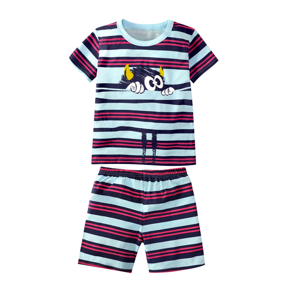 Girls Cool Panda Home Clothes Kids Cartoon Priting Pajamas Children Monster Dinosaur Sleepwear Unicorn Pijama For 2-12 Years