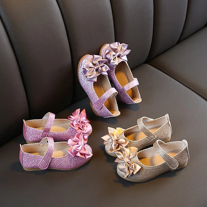 Girls Shoes Fashion Sequin Kids Princess Shoe Bow Shallow Single Shoe Soft Sole Children Flats Toddler Party Wedding Shoes Туфли