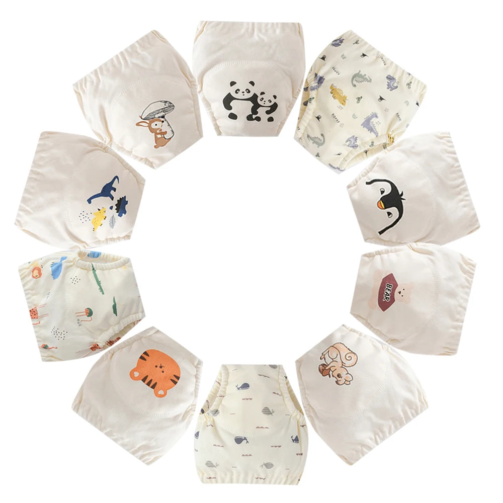10 Pcs Reusable Baby Training Pants Washable Kids Cloth Diaper Nappies Changing Underwear Infant Toddler Potty Training Panties
