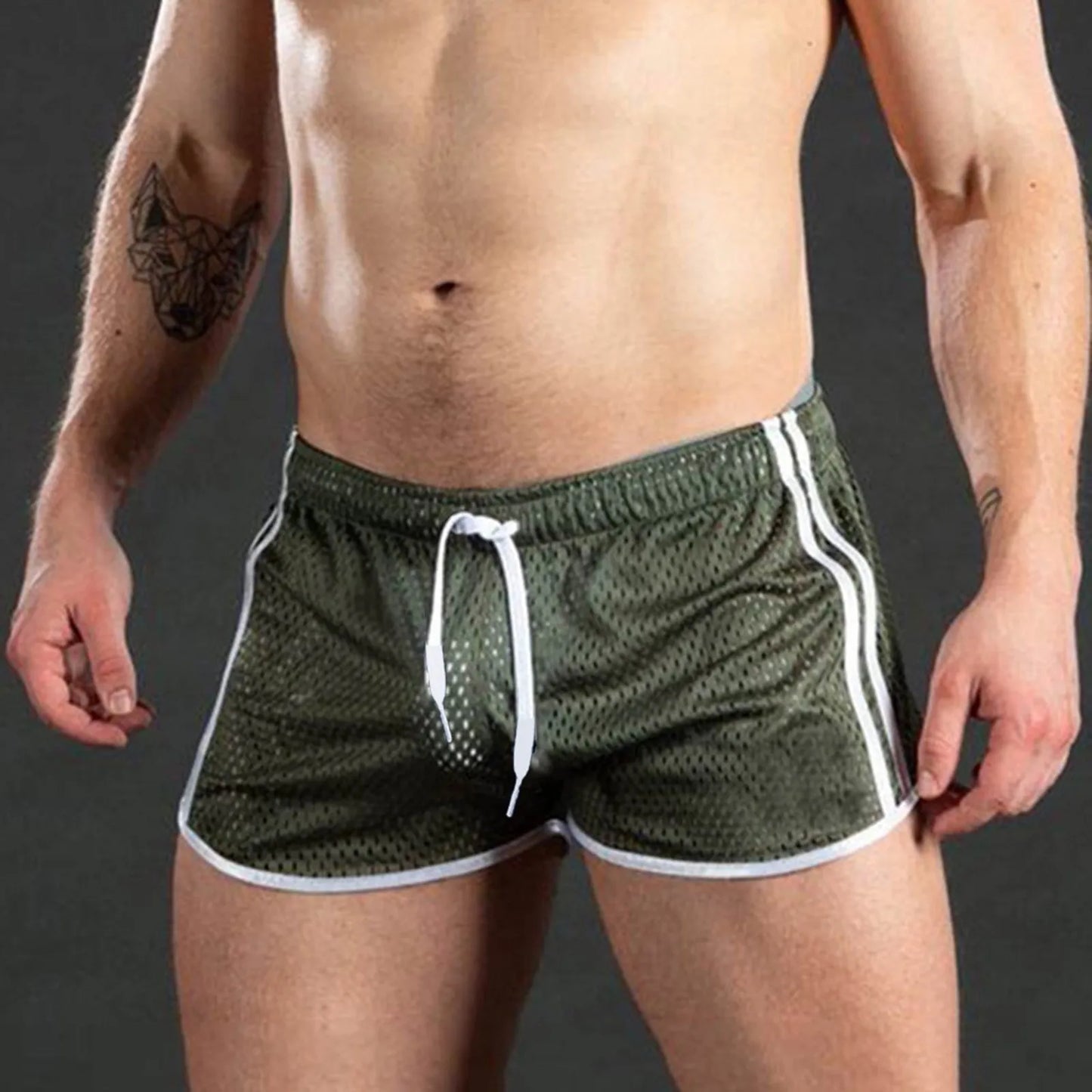Men's Summer Simple Basic Solid Color Swimwear Fast-Drying Breathable And Comfortable Drawstring Beach Shorts