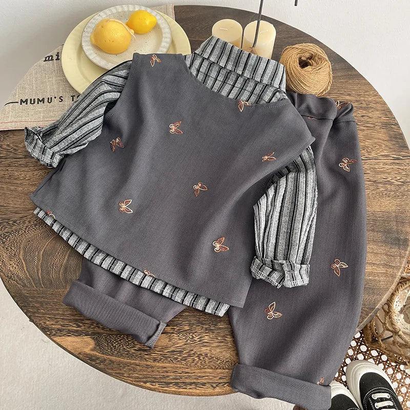 Boys Clothes Sets Spring Autumn 2026 Children Fashion Vest Shirts Pants 3pcs Party Suit For Baby Boy Outfits Kids Birthday Set 5