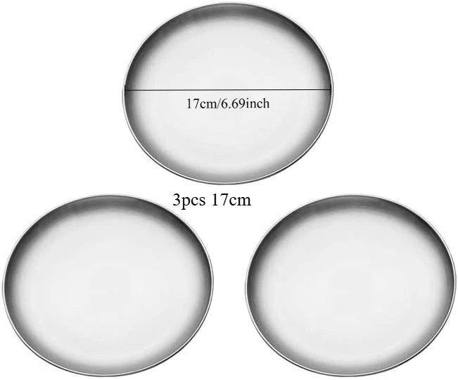 High Quality Gold Silver Tray Stainless Steel Dining Disc Round Bone Spitting Dishes Fruit Meat Dessert Plate Kitchen Tableware