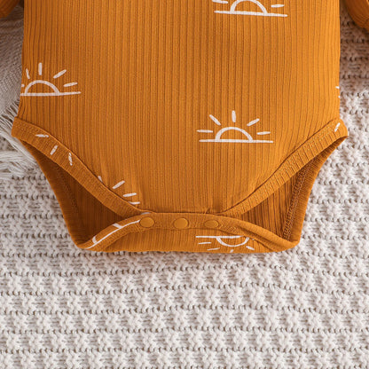 3PCS Baby Boys Clothes Set Spring Autumn Knitted V-neck Romper+infant Pants+hat Newborn Outfits , Newborn Clothing 0-18M