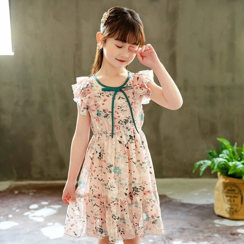 New Summer Dress for Girls Kids Sleeveless Child Girls Dresses Party Wedding Gown Kids Teenage Costume Clothes 2 4 7 11 12 Years
