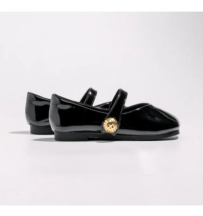 2025 Girl's Leather Shoes Square Toe Elegant Shallow Kids Mary Janes Flat Sole Comfy Children Single Shoes Girls Princess Shoes