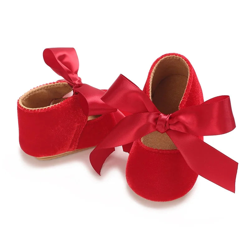 Girls' Princess Baby Shoes Cute Bow Flat Bottom Walking Children's Shoes First Step Newborn Baby Comfortable Soft Sole Footwear