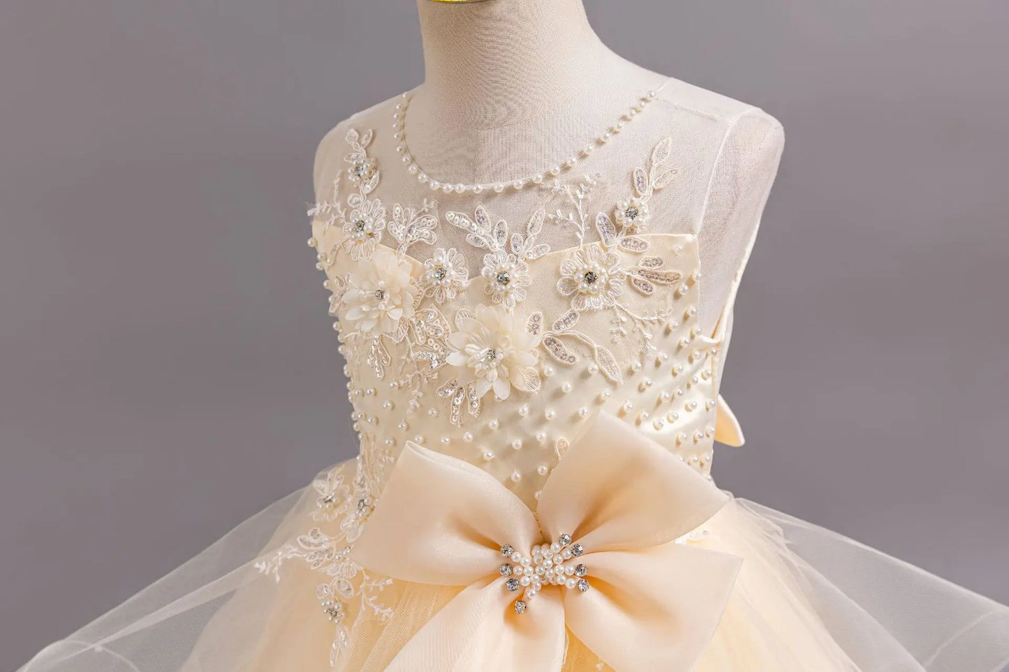 Girls Elegant Dresses Summer Flower Embroidery Princess Dress Girl Birthday Formal Party Dresses White Wedding Bridesmaid Dress