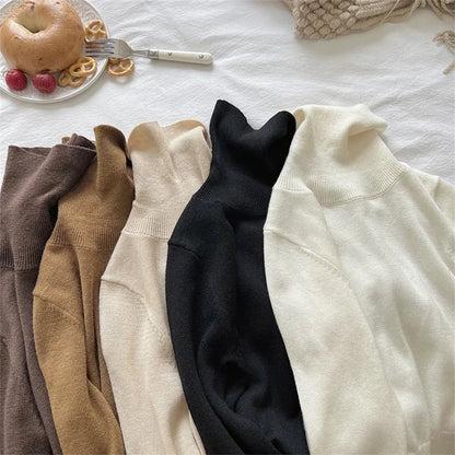 Boys Girls Sweaters Kids High Neck Warm Knitted Pullover Children Winter Turtleneck Teenager Fashion Solid Color Coats 1-12Y