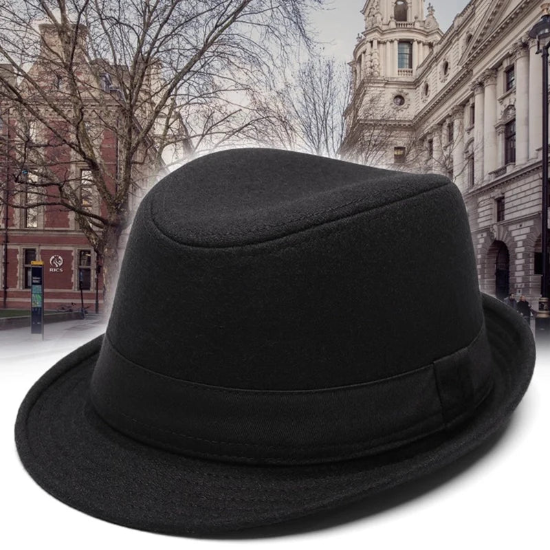 Men British Felt Jazz Hats for Middle Aged Men Bucket Hat Wool Fedoras Hat Autumn Winter Gentlemen Wedding Party Magic Caps