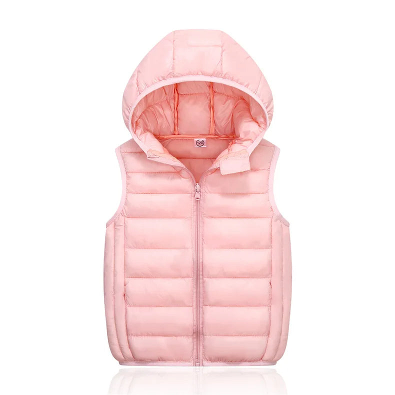 2025New Children Down Vest Girls Hooded Jacket Winter Waistcoats Boy Baby Autumn Outerwear Coats 3-12 Years Kids Warm Clothes