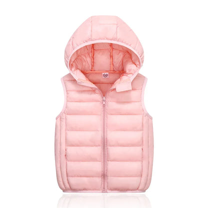2025New Children Down Vest Girls Hooded Jacket Winter Waistcoats Boy Baby Autumn Outerwear Coats 3-12 Years Kids Warm Clothes