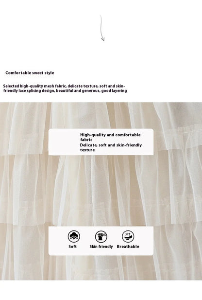 Tulle Tiered Dress for Girls 2026 New Summer Sleeveless Vest Princess Dress Daily Party Holiday Beige Teenage Children Clothes