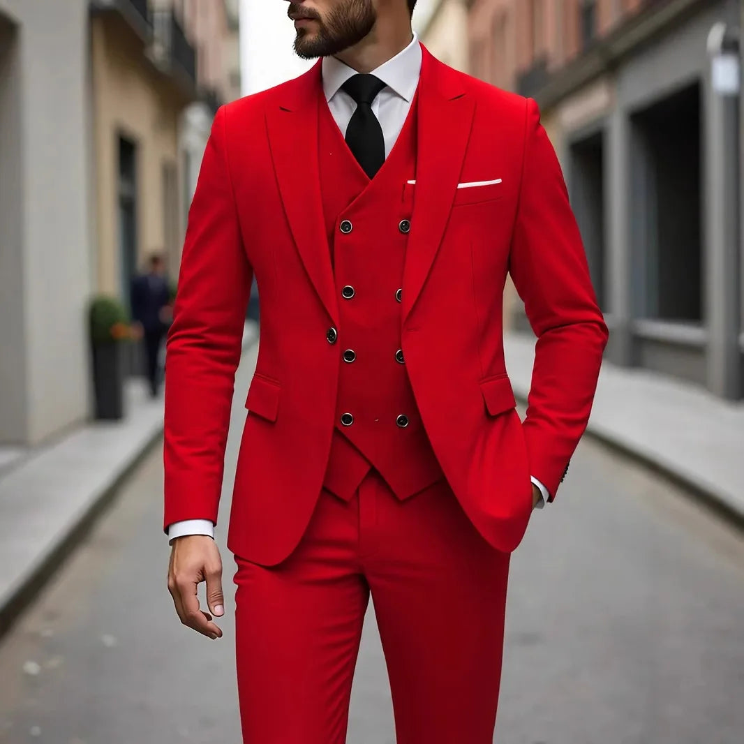 Men's Three-Piece White Suit, Anti-Wrinkle, No-Iron, Anti-Stick Fur Business Formal Suit, Four-Season Workplace Work Clothing Dr