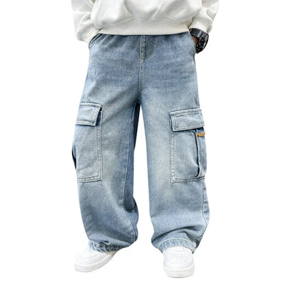 2026 Boys Jeans Elastic Casual Pants for School Outdoor Play and Daily Autumn Wear Comfortable Durable Trendy ripped jeans