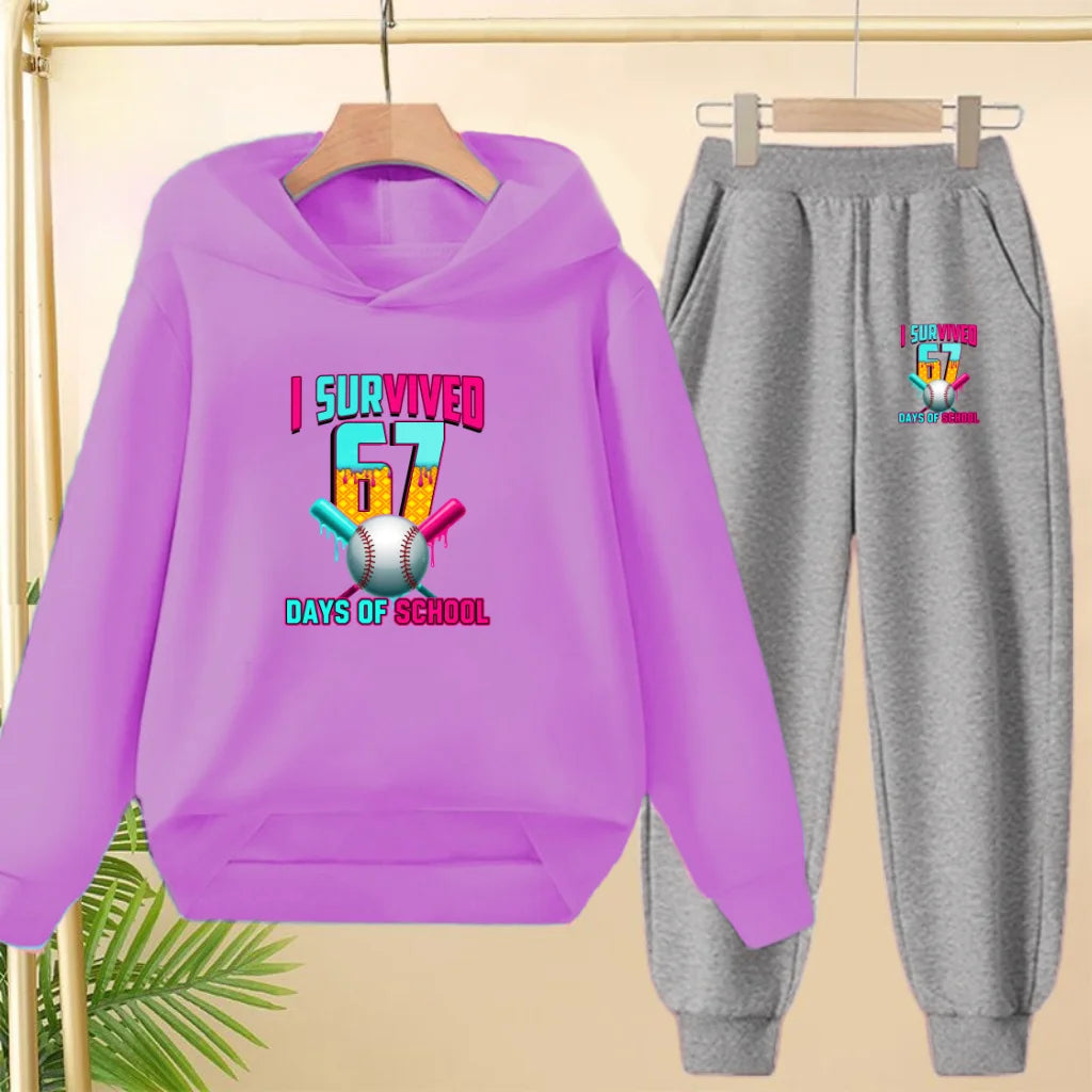67 Children's Hoodies, 2 Pieces for Boys and Girls Aged 3-12, Comfortable Casual Hoodie+pants, Pullover, Hooded Sportswear