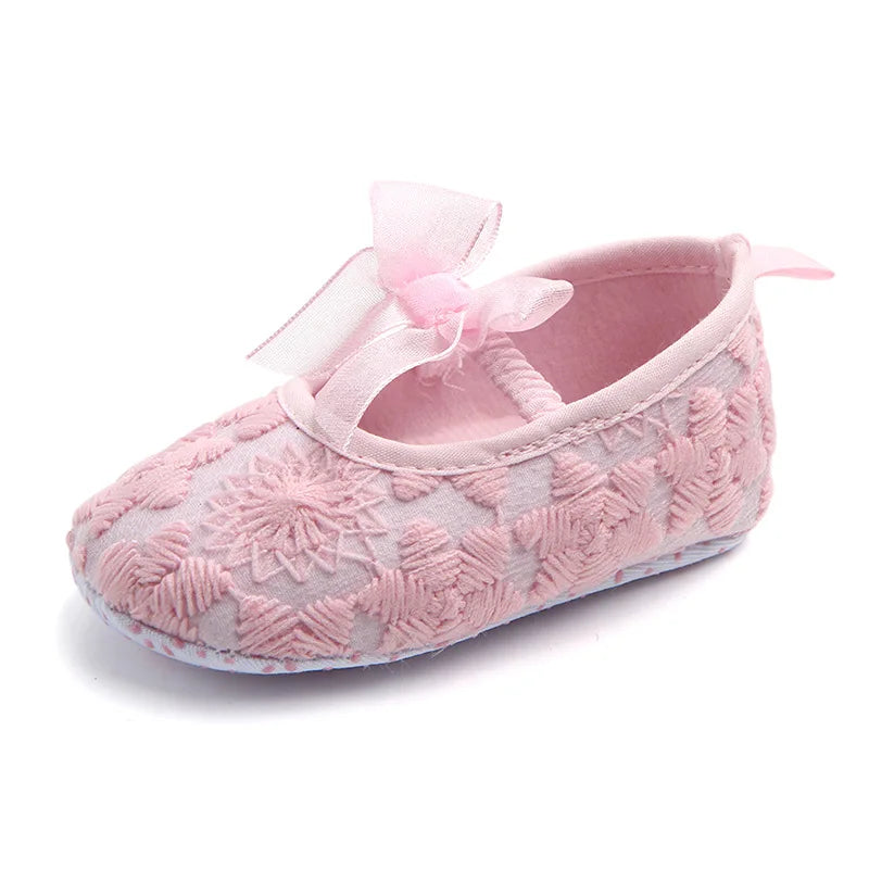 Baby Girls Shoes White Pink Embroidery Infant Prewalkers Little Girl Nonslip Christenning Baptism Wedding Spring Summer 11-13