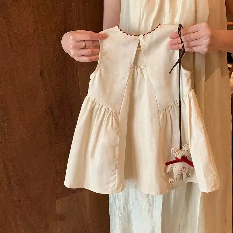Girls' Vacation Dress 2025 New Summer Style Fashionable Dress for Children and Baby Girls, Cute Vest Dress