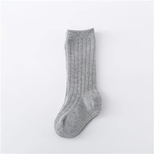 0-5Years Kids Boys Girls Socks Cotton Solid Striped Soft Baby Knee Long Children's Socks School Sport Baby Boy Sock 12 Color