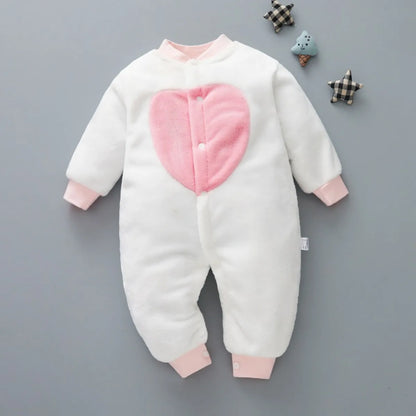 Baby Boy Autumn Winter Warm Pajamas 0-18 Months Infant Girl Flannel Comfortable Jumpsuit Kid Soft Skin-friendly Outwear Romper