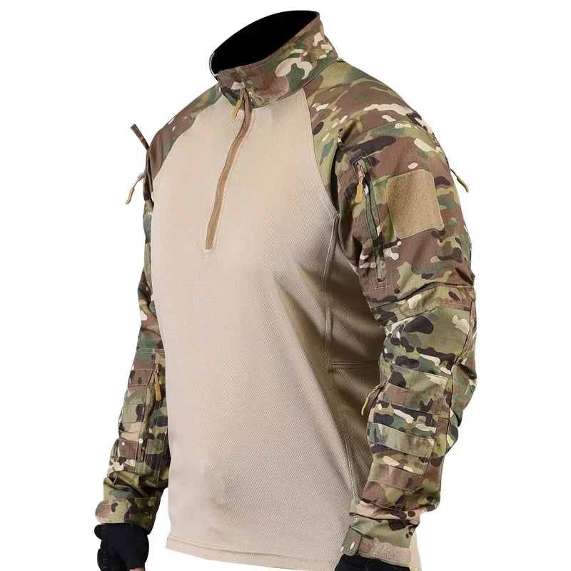 Tactical Suit Men Hunting Training Shirt Pants 2 Piece Sets Outdoor Hiking Camouflage Quick-dry Ripstop Outdoor Sport Uniform