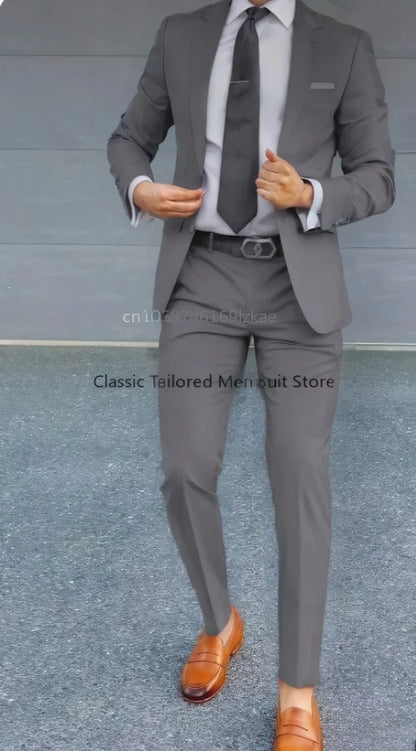 Men's Suit 2 Piece Suit   Jacket Pants Formal Wedding Tuxedo Groom Clothes Custom Color Blazer XS-5XL