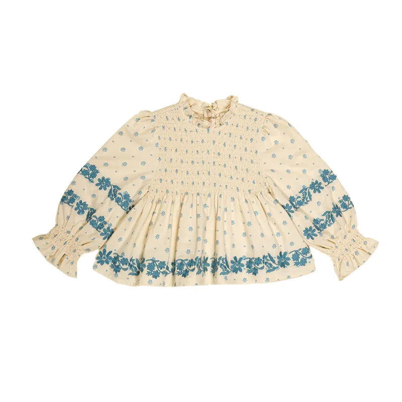 Girls' Dress 2025 Fall/Winter New Arrival Printed Fashion Embroidered Gathered Children's Dress Pure Cotton Cute Girls' Shirt
