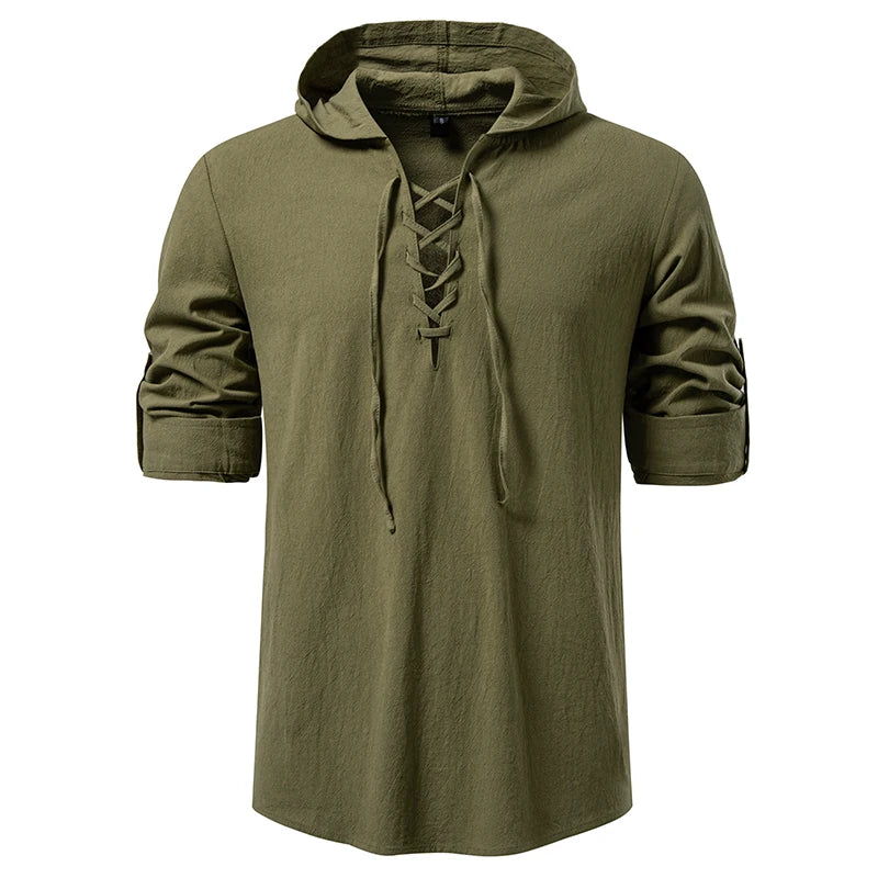Men Long Sleeve Shirts Drawstring Style Mens Dress Shirts Hoody Casual Male Clothes Chemise Hemd Homme Hoodie Shirt H264