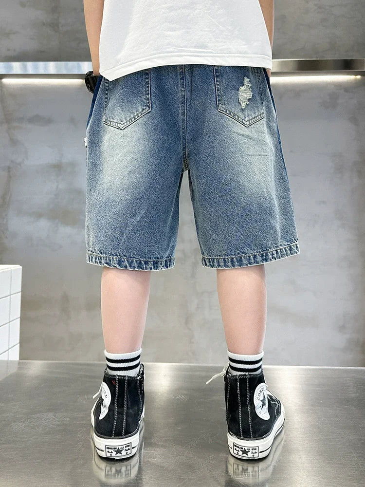 Teen Boys Shorts Casual Solid Elastic Waist Boy Pants Summer Calf Length Kids Trousers Short Pants Children Beach Short Loose