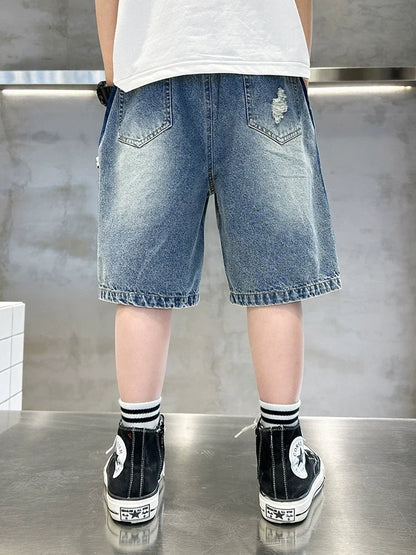 Teen Boys Shorts Casual Solid Elastic Waist Boy Pants Summer Calf Length Kids Trousers Short Pants Children Beach Short Loose