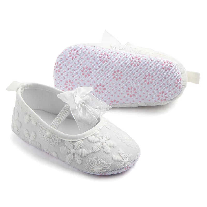Baby Girls Shoes White Pink Embroidery Infant Prewalkers Little Girl Nonslip Christenning Baptism Wedding Spring Summer 11-13