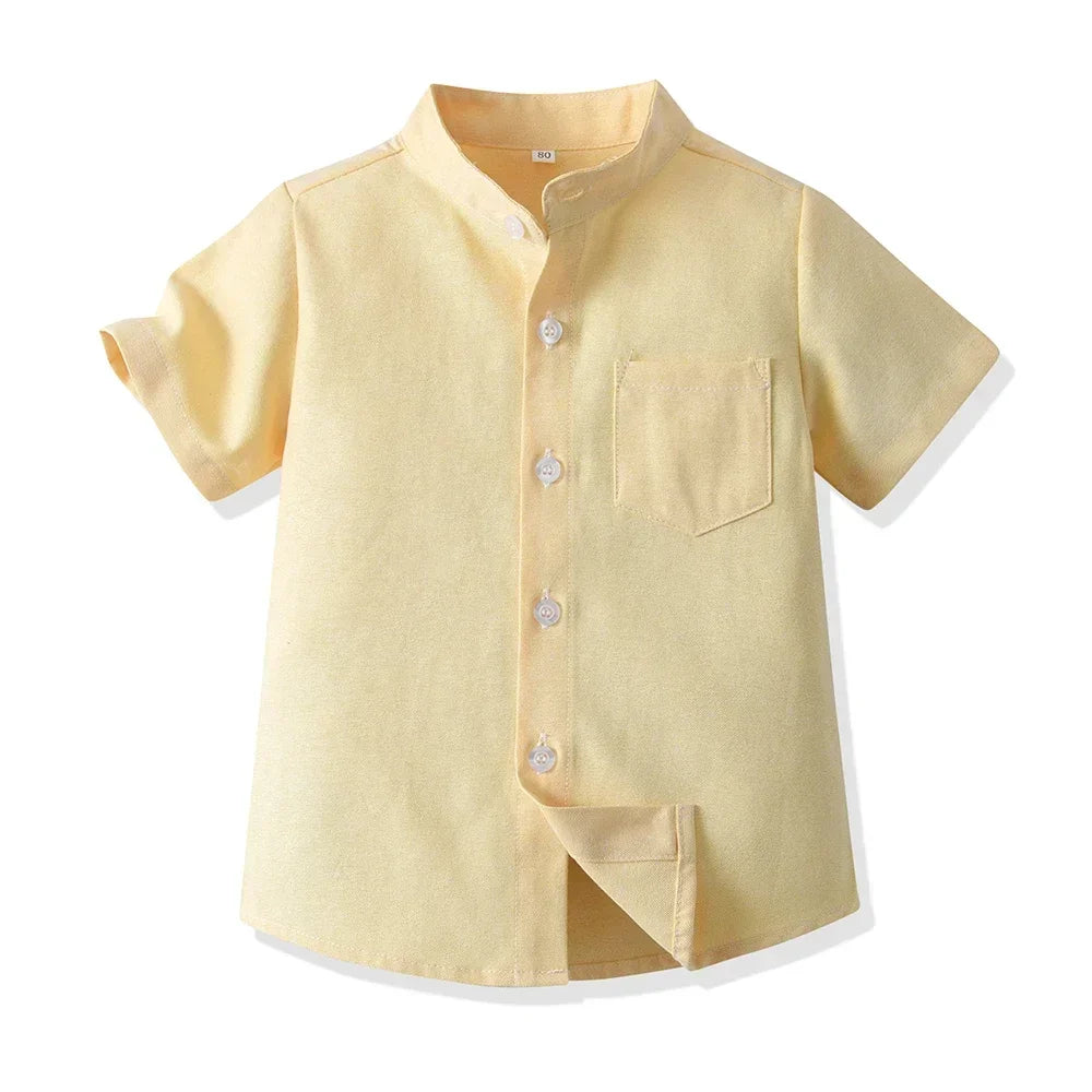 New Children Boys Gentleman Shirts Kids Short Sleeve Casual Tops Infant Toddler Girls Blouse Formal Clothing Summer Clothes