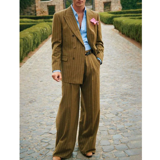 Men's Striped Suit Two Piece Suit Elegant Fashion Suit Casual Fashion Work Wear Party Dress Men's Commuter Wear Men's Clothing