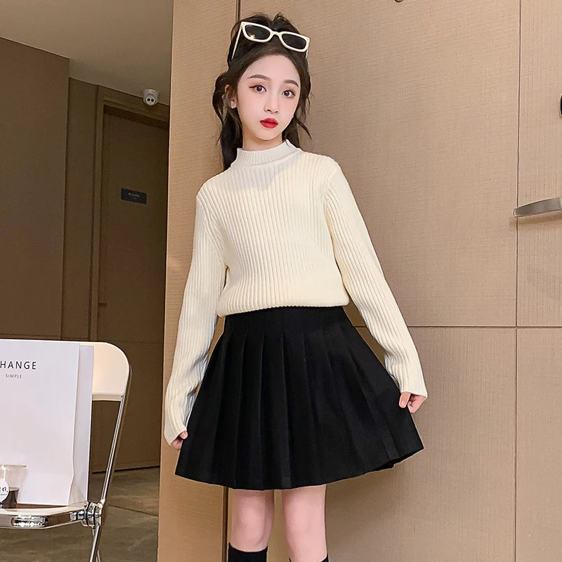 Fashion Spring teen Girls Sweaters Knit Pullover kid Tops Turtlrneck 3-14 Years Children Clothing winter Warm Sweater pull fille
