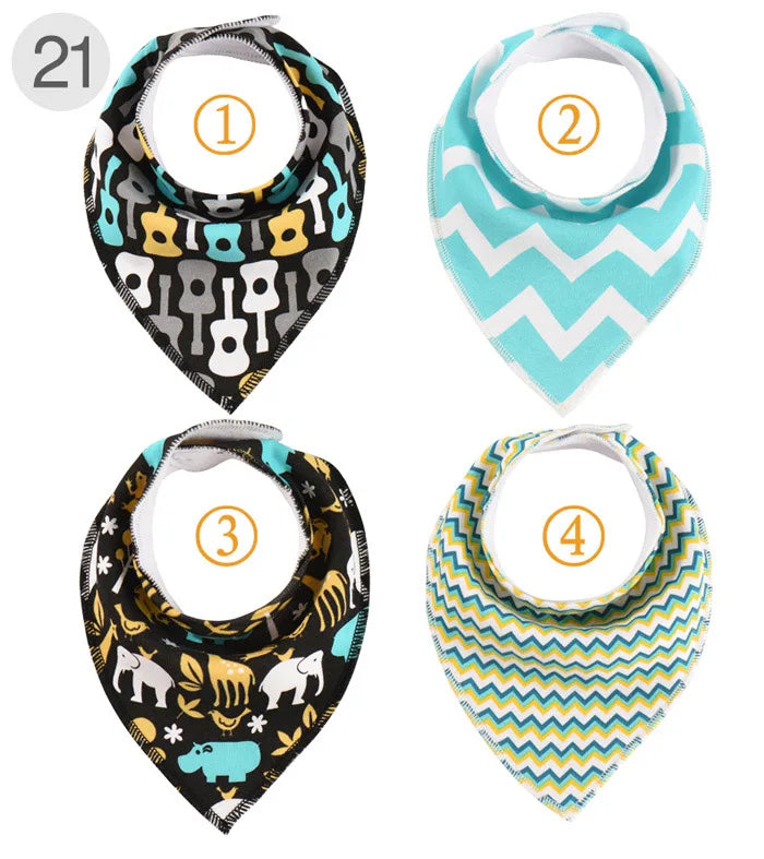 4 Pieces New Baby Bibs For Boy&Girl Burp Cloths Bandana Bibs Baby Bandana Infant Waterproof Dribble Bib Towels