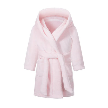 Children's Pajamas Bathrobes Girls Solid Color Soft Robe Personalized Princess Sleepwear Warm Loungewear Home Clothes 2-8Years