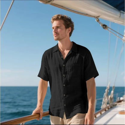 Men's Holiday Suits Summer Short Sleeve Shirts Pant Breathable Linen Beach Casual American Style Shirt Sets Leisure Trip Clothes