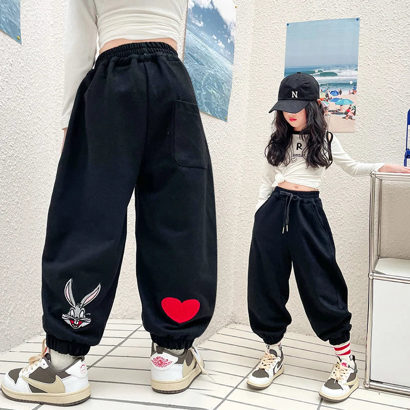 Girls Pants Spring Autumn Children's trousers Casual Pants Loose Sweatpants Cotton Joggers Pants for 4 5 6 7 8 9 10 11 12 Years