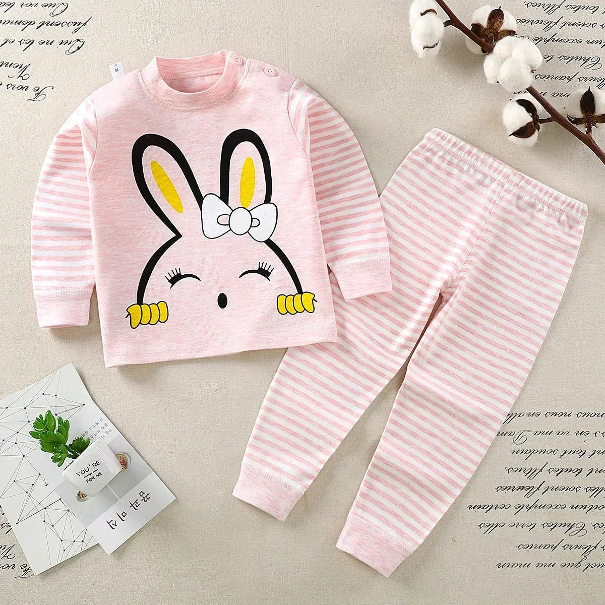 Baby Pajamas Children's Underwear Suit Boys and Girls' Pure Cotton High-waisted Autumn Clothes Autumn Pants Home Clothes